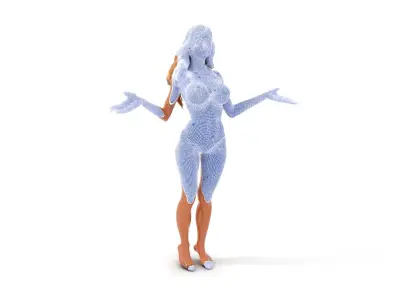 Blonde Female Character Rigged and Animated D Model Low-poly 3D model