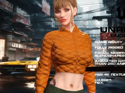 Casual girl full rigged - game ready - animated  Low-poly 3D model