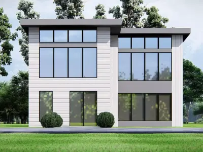 Modern Two Story American  Contemporary Architectural Design 3D model