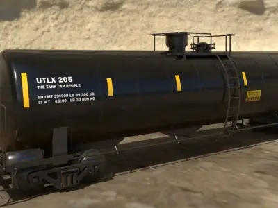Railway Tank Car - Railroad - Train Tank Wagon Low-poly 3D model Low-poly 3D model