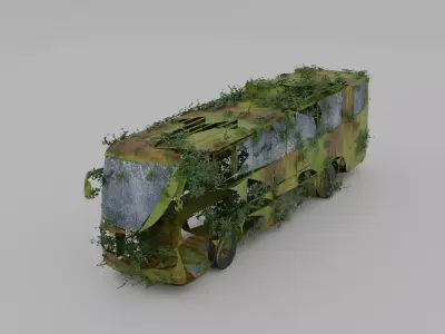 Damaged Rusty Bus Low-poly 3D model