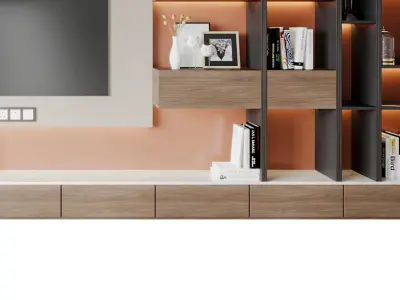 minimalist background TV wall Modern 3D model
