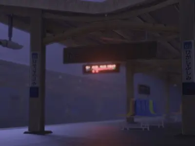 Train Station Environment Modelling Low-poly 3D model