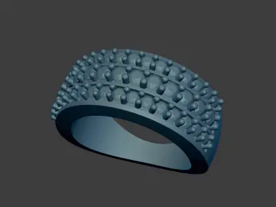 Faux Channel Set 3 Row Engagement Ring 3d Model 3D print model