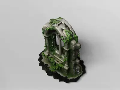 Medieval Ruined Gothic Window Arch 3D model