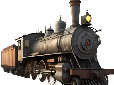 vintage locomotion vehicle  train steam engine 3D model