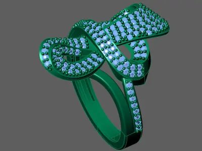 Womens Rings With Stone Ring Ready STL 3DM Models Rings women 3D print model 17