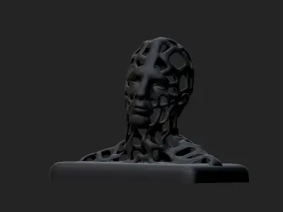 Man head sculpted 3D print model