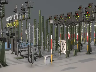 Railway Signals KS-Type Construction-Kit  Low-poly 3D model