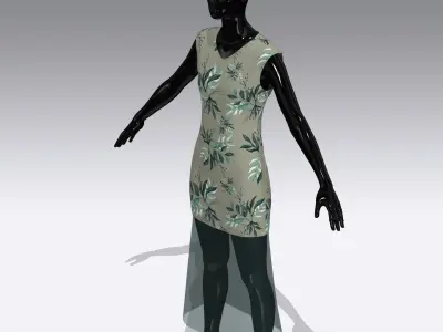 Female Cloth Dress Low-poly 3D model