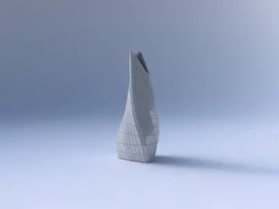 Vase twist puffy tipped triangle with distorted grid plates 3D print model