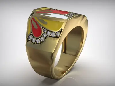 Colored Enamel Fashion Luxury Ring Free 3D print model