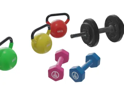 Dumbbell 3D Model Collection Low-poly 3D model