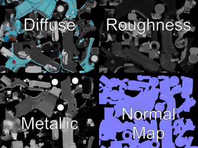 Turquoise Vintage Convertible model pack Low-poly 3D model