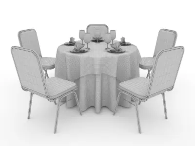 Banquet Table and Chair 07 3D model