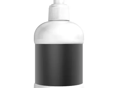 White Spray Bottle with Label 3D model