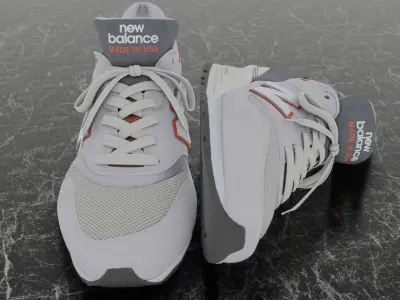 NEW BALANCE 997 3D SHOES - WHITE - RED Low-poly 3D model
