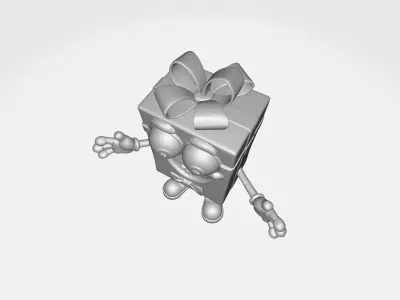 Cute 3D Gift Box Character Fun Cartoon Style Figurine 3D print model