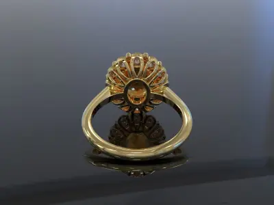 Golden Oval Stone Engagement Ring 3D Model 3D print model
