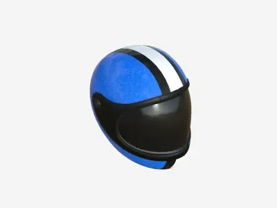 Cartoon Helmet Kart A02 Blue - Character Design Low-poly 3D model