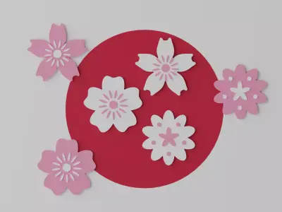 Cartoon Cherry Blossom Flower Sakura Low-poly 3D model