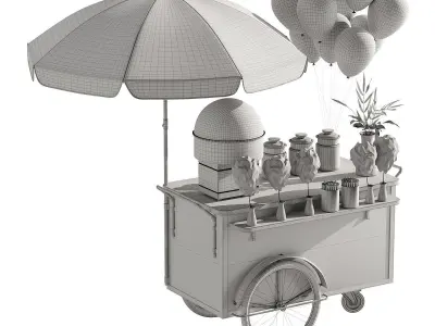 Cotton candy cart 3D model