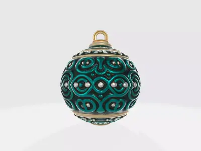 Ornate Emerald Holiday Bauble Decorative Ornament  Low-poly 3D model