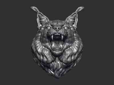 Lynx head angry  3D print model