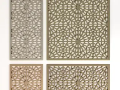 Arabic Islamic pattern decorative gold plaster 3D model