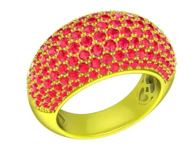 Luxury Dome Pave Gemstone Ring for Women 4523 3D print model
