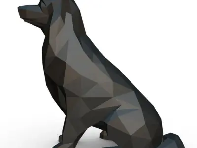 border collie low poly 3D print model