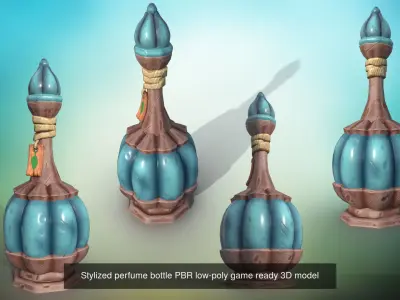 Stylized perfume bottle PBR low-poly game ready 3D Model Pack