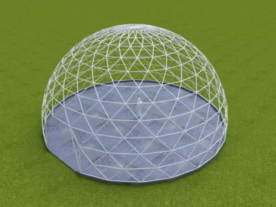Dome - Triangulated with entry opening and foundation Low-poly 3D model