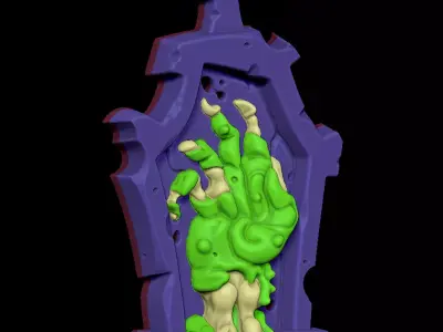 Halloween zombie grave keychain bas-relief 3d print 3D print model