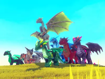 Elemental Dragon Low-poly 3D model