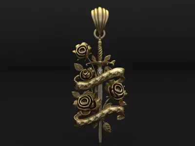 Royal Floral Skull Pendant 3D print model