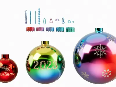 Christmas Ball Baubles kitbash v2 with 18 mesh 3 skin and 5 col 3D model