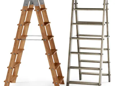 Wooden ladder  3D model