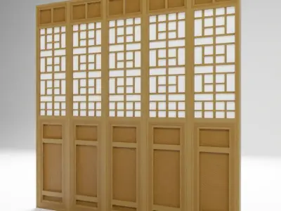 Chinese Window - Low Poly Type 1 Low-poly 3D model