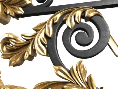 Classic Forged wrought Fence iron railing 3D model