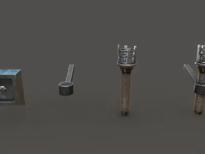 Stylized PBR Torch Small Pack Low-poly 3D model