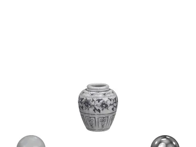 Hand Painted Indonesian Vase 3D model