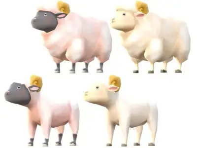 Lowpoly Animal Cartoon - Sheep Low-poly 3D model