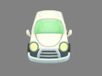 Cartoon car - white Low-poly 3D model