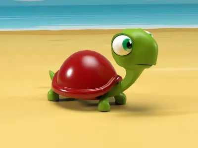 Cartoon turtle Low-poly 3D model