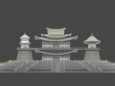 Chinese ancient palace  house 3D model
