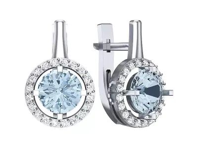 Earrings with a round stone in the center 3D print model