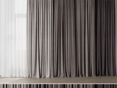 Brown curtains collections 02 HBH Low-poly 3D model