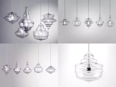 N G two pendant lights hanging from concrete wall 3D model