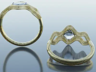 Wireframe Model Gold Ring 3D print model